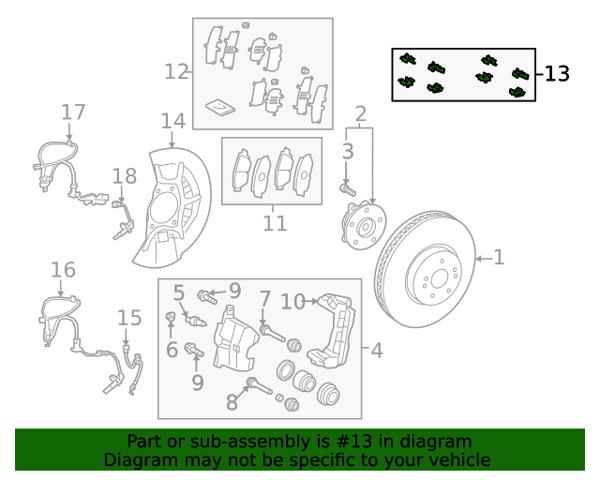 Ремкомплект передних тормозов 0494748080 TOYOTA