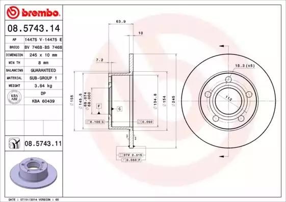 08574311 BREMBO Диск тормозной задний купить в Чернигов