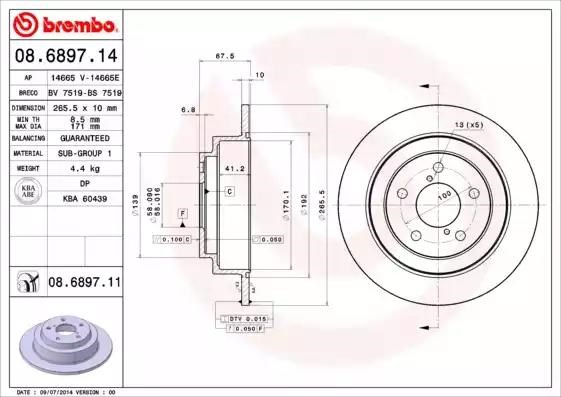 Диск тормозной задний 08689714 BREMBO