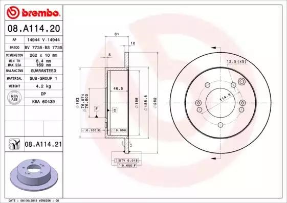 BREMBO 08A11420 Диск тормозной задний в наличии Ужгород