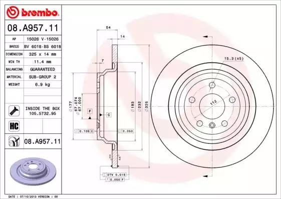 08A95711 BREMBO Диск тормозной задний купить в Хмельницкий