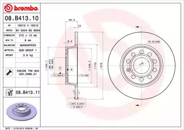 BREMBO 08B41311 Тормозные диски в наличии Николаев