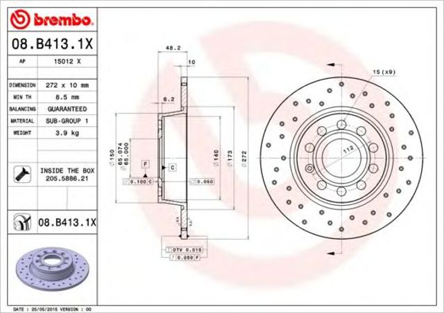 08B4131X Диск тормозной задний купить Сумы