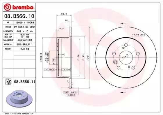 BREMBO 08B56611 Диск тормозной задний в наличии Хмельницкий