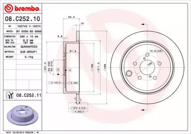 BREMBO 08C25211 Тормозные диски в наличии Киев