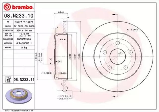 08N23311 BREMBO Диск тормозной задний купить в Ровно