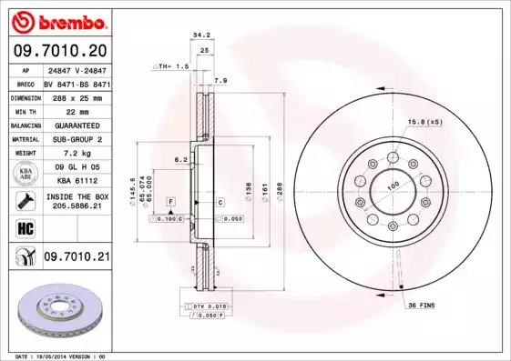 09701021 BREMBO Передние тормозные диски купить в Сумы