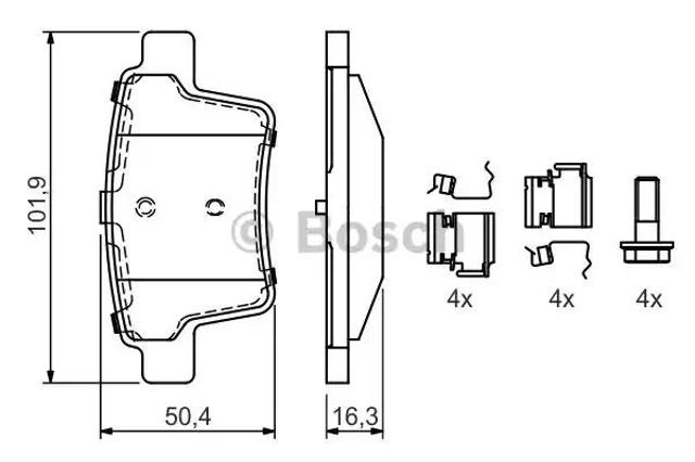 Колодки тормозные задние, дисковые 0986494076 BOSCH