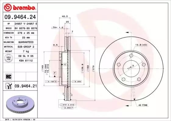 09946424 BREMBO Диск тормозной передний купить в Ирпень