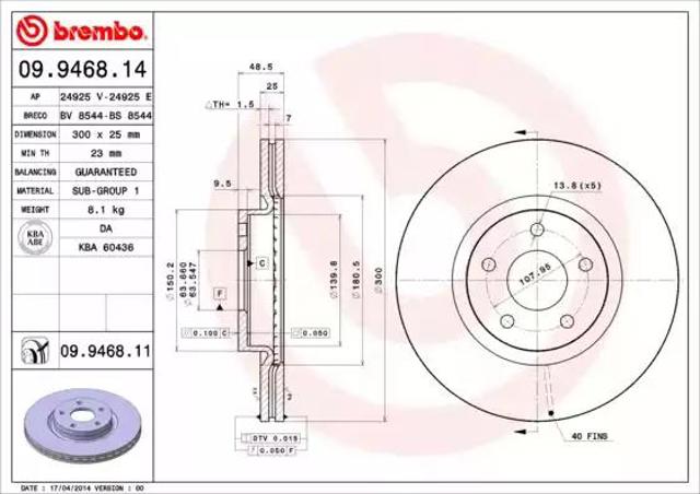 09946811 BREMBO Передние тормозные диски купить в Одесса