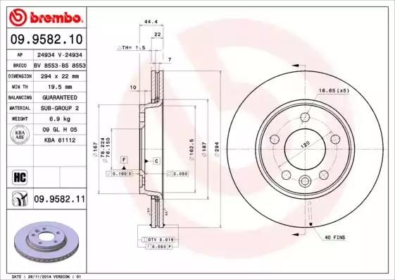 BREMBO 09958210 Тормозные диски в наличии Винница