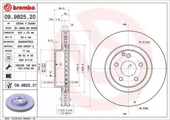 Ротор тормозной 09982521 BREMBO