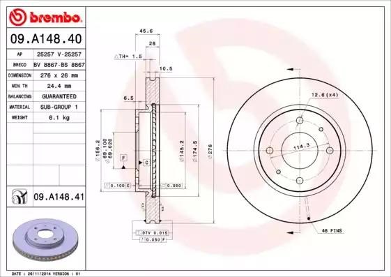 09A14841 BREMBO Передние тормозные диски купить в Кривой Рог