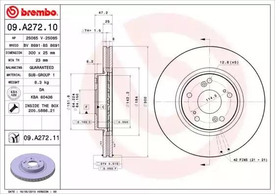 Тормоз дисковый передний 09A27211 BREMBO