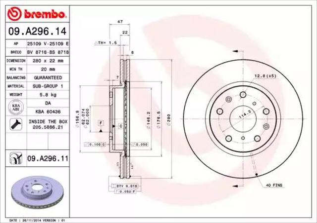 Ротор тормозной 09A29611 BREMBO
