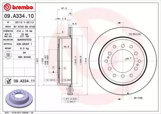 BREMBO 09A33411 Тормозные диски в наличии Винница