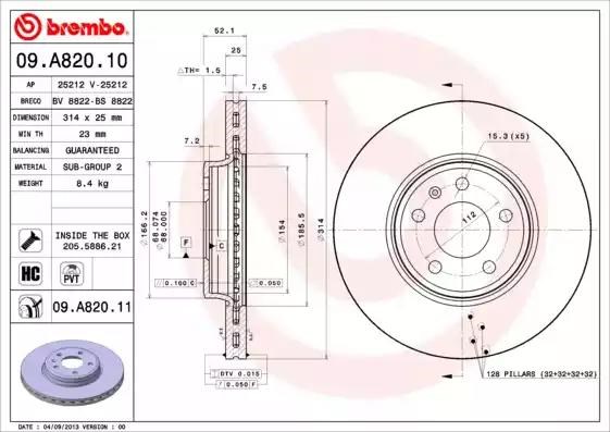 09A82011 BREMBO Диск тормозной передний купить в Житомир