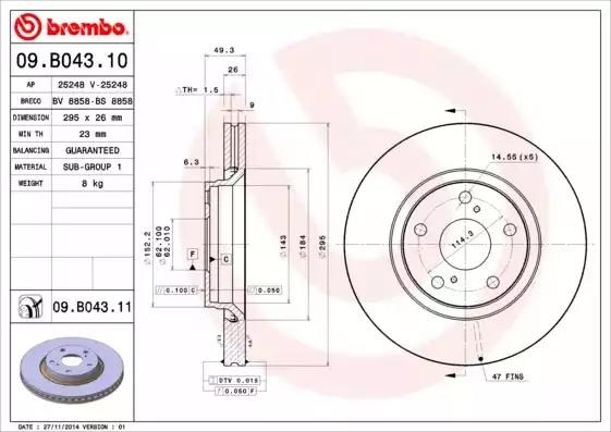 09B04310 BREMBO Передние тормозные диски купить в Чернигов
