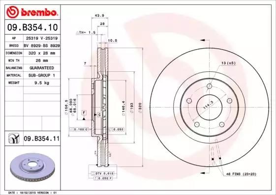 Передний тормозной диск 09B35410 BREMBO