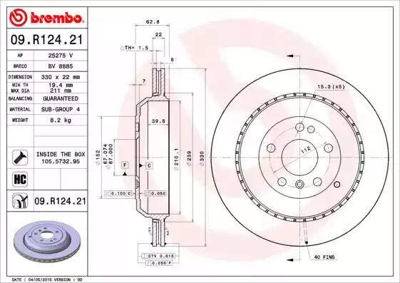 Дисковый тормоз 09R12421 BREMBO