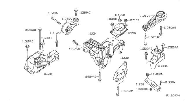 11360JD00A Подушка (опора) двигателя левая нижняя купить Павлоград