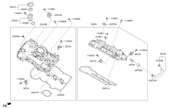 Прокладка клапанной крышки 224412GGB0 HYUNDAI