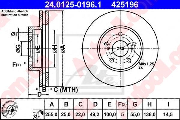 Передний тормозной диск 24012501961 ATE