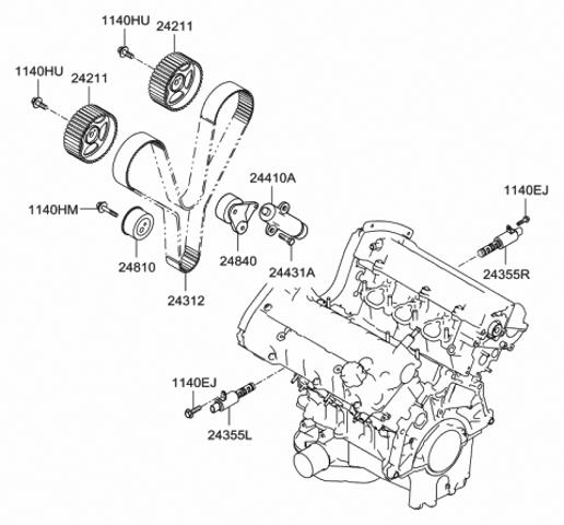Клапан регулировки давления масла 243553E000 HYUNDAI