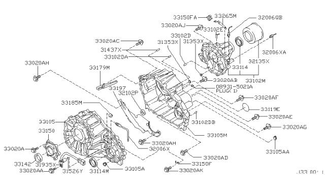 Сальник хвостовика редуктора переднего моста 3314233G10 NISSAN