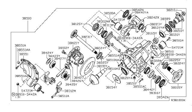 Сальник хвостовика редуктора переднего моста 381898S110 NISSAN