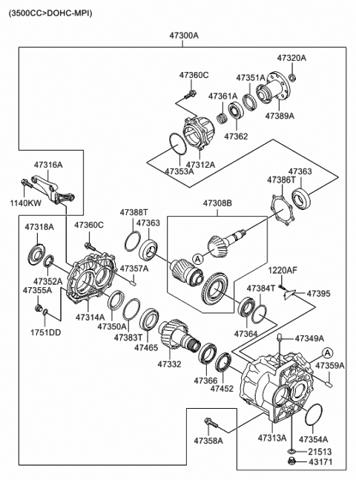Сальник раздатки, передний, выходной 4735039300 HYUNDAI