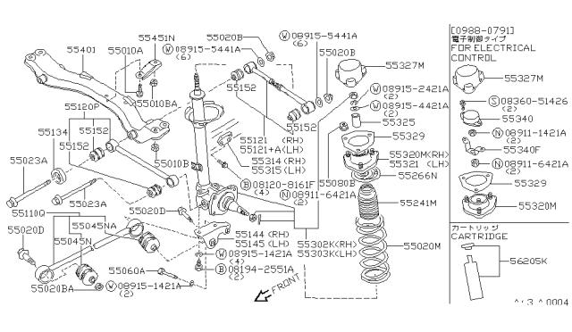 Сайлентблоки продольных рычагов передней подвески 55045D0100 NISSAN