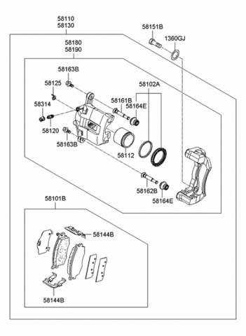 Направляющая суппорта переднего, верхняя 581611G000 HYUNDAI