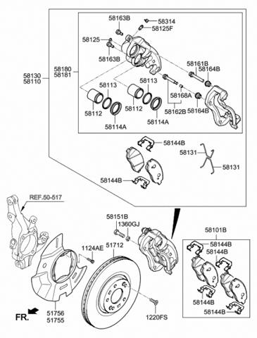 HYUNDAI 581622F300 Направляющая суппорта переднего верхняя в наличии Одесса