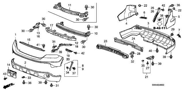 HONDA 71598SWAA01 Кронштейн бампера заднего левый в наличии Житомир