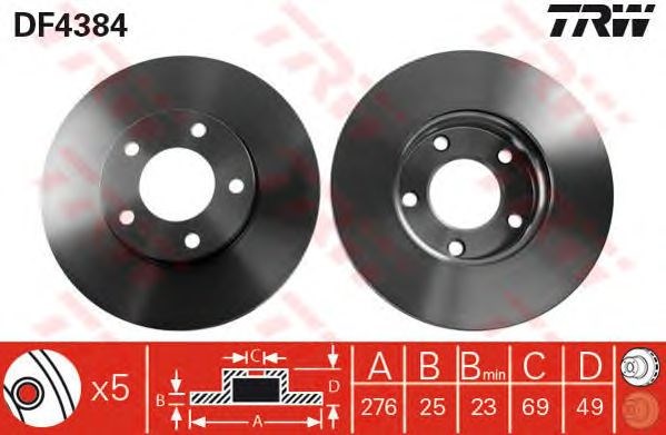 Autooil trw mazda диск тормозной передний 3 03- DF4384
