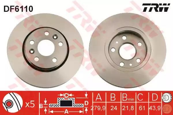 Тормоз дисковый передний DF6110 TRW