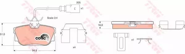 GDB1369 TRW Задние тормозные колодки купить в Киев