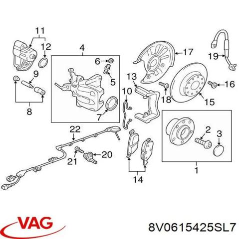 Скоба суппорта заднего 8V0615425SL7 VAG