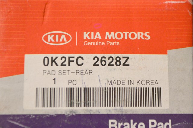 Колодки на тормоз задний дисковый 0K2FC2628Z HYUNDAI