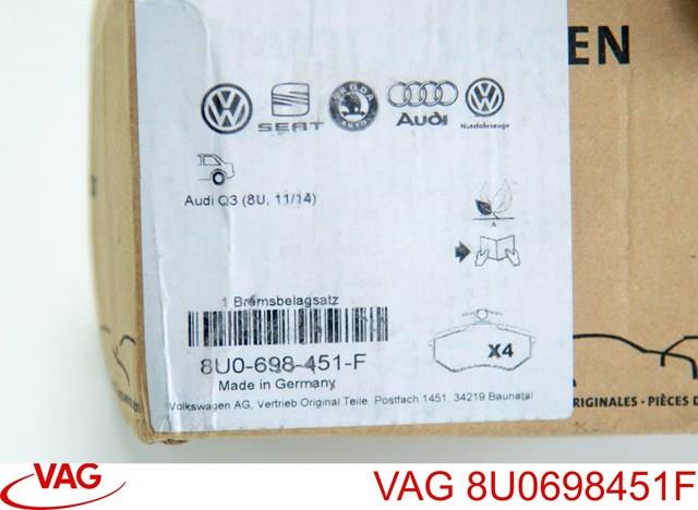 Колодки на тормоз задний дисковый 8U0698451F VAG