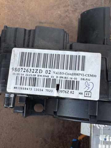 Переключатель подрулевой в сборе 98072632ZD PEUGEOT