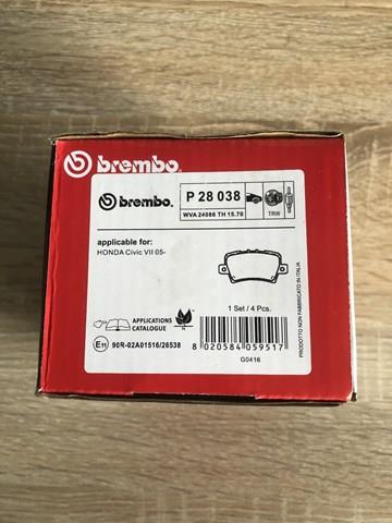 P28038 BREMBO Задние тормозные колодки купить в Харьков