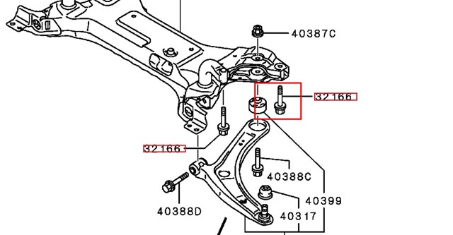 MU000671 MITSUBISHI Болт крепления передней балки (подрамника) купить в Полтава