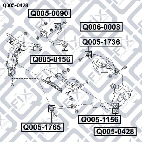 Сайлентблок амортизатора заднего Q0050428 Q-FIX