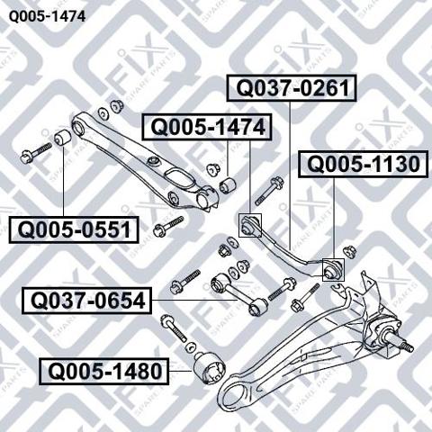 Q0051474 Q-FIX Сайлентблок заднего поперечного рычага наружный купить в Одесса