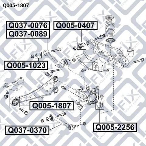 Сайлентблоки продольных рычагов передней подвески Q0051807 Q-FIX