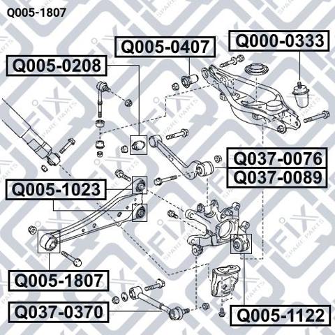 Q0051807 Q-FIX Сайлентблок заднего продольного рычага передний купить в Кривой Рог