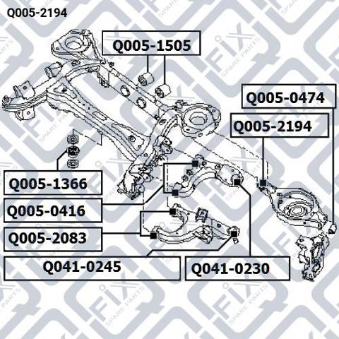 Сайлентблок заднего нижнего рычага Q0052194 Q-FIX