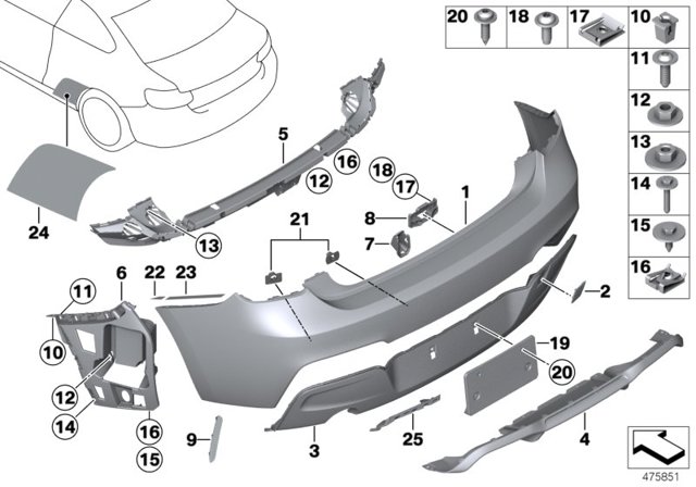 Фартук заднего бампера 51128050769 BMW